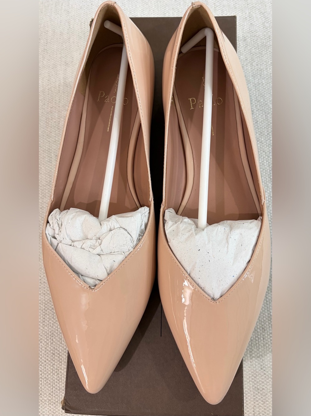 NIB Linea Paolo SZ 9 Nasya Blush Patent Pointed Toe Flats in Nude